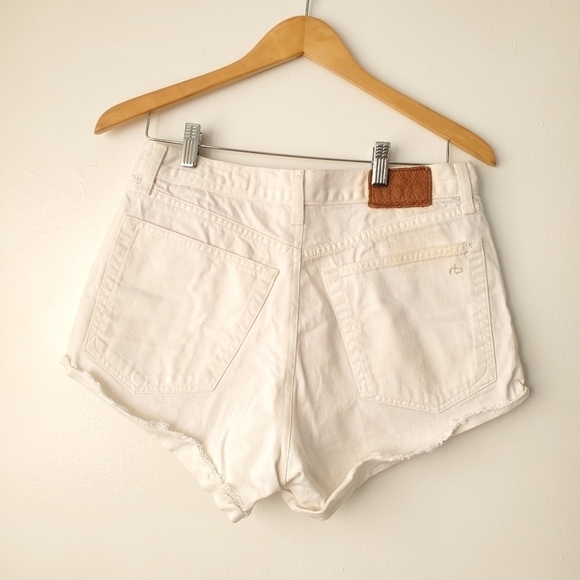 Rag & Bone Jean Womens White Button fly Raw Hem Distressed Cotton Shorts Size 29 - Picture 2 of 4